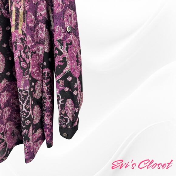 NY Collection Women's Fuchsia Black Abstract Floral Tunic High Low Sz XL. - Picture 4 of 8